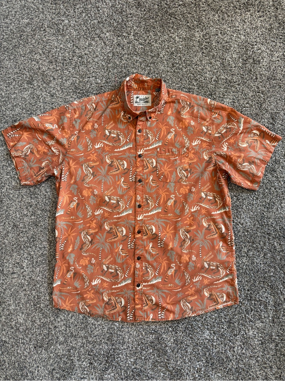 Howler Brothers Mansfield Lazy Gators Alligators Short Sleeve Button Up Men xxl